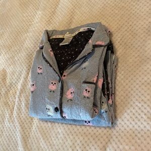 Pink owl cotton pajama set